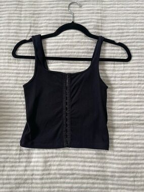 Abercrombie & Fitch Black Ribbed Hook-and-Eye Crop Tank